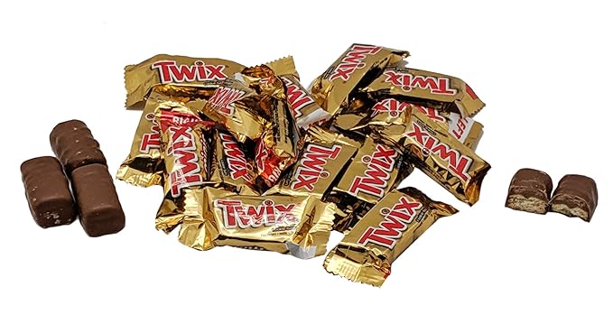 Twix Caramel Minis Milk Chocolate Cookie Bars - 1 LB Resealable Stand Up Candy Bag (approx. 45 pieces) - Individually Wrapped Candies