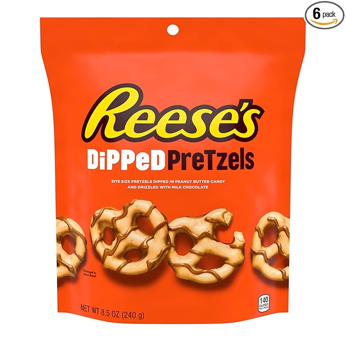 REESE'S Milk Chocolate Peanut Butter Candy Dipped Pretzels Bags, 8.5 oz