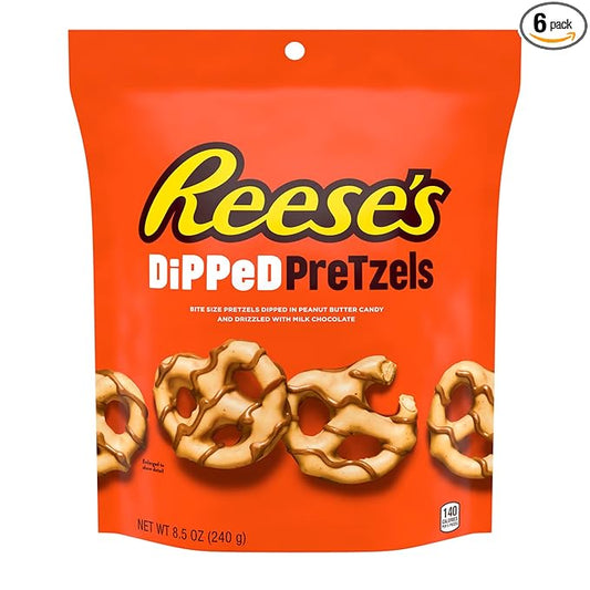 REESE'S Milk Chocolate Peanut Butter Candy Dipped Pretzels Bags, 8.5 oz