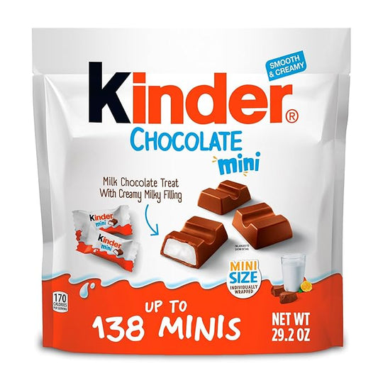 Kinder Chocolate Mini, 29.2 oz Pack, Milk Chocolate Bar with Creamy Milky Filling, Individually Wrapped