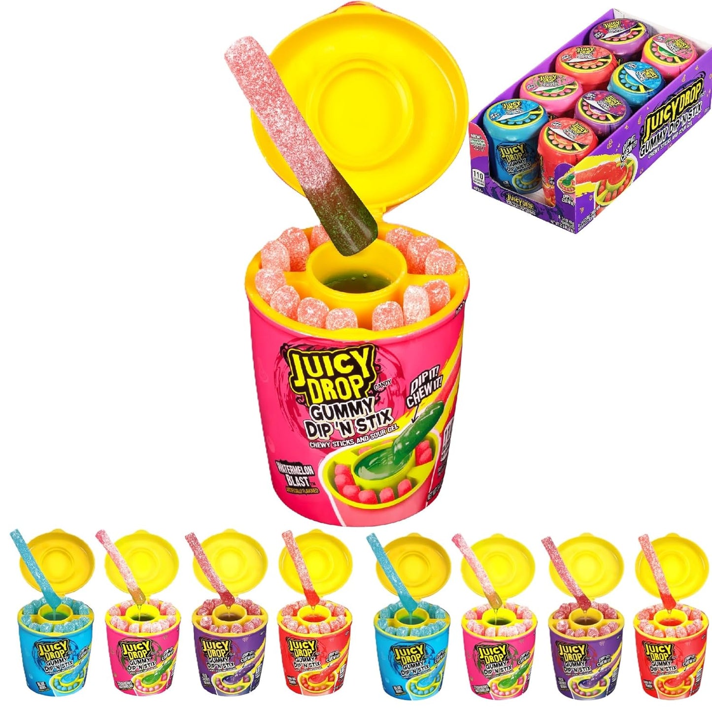 Juicy Drop Dip 'N Stix - Sour Dipping Gel W/ Sweet Halloween Gummy Candy