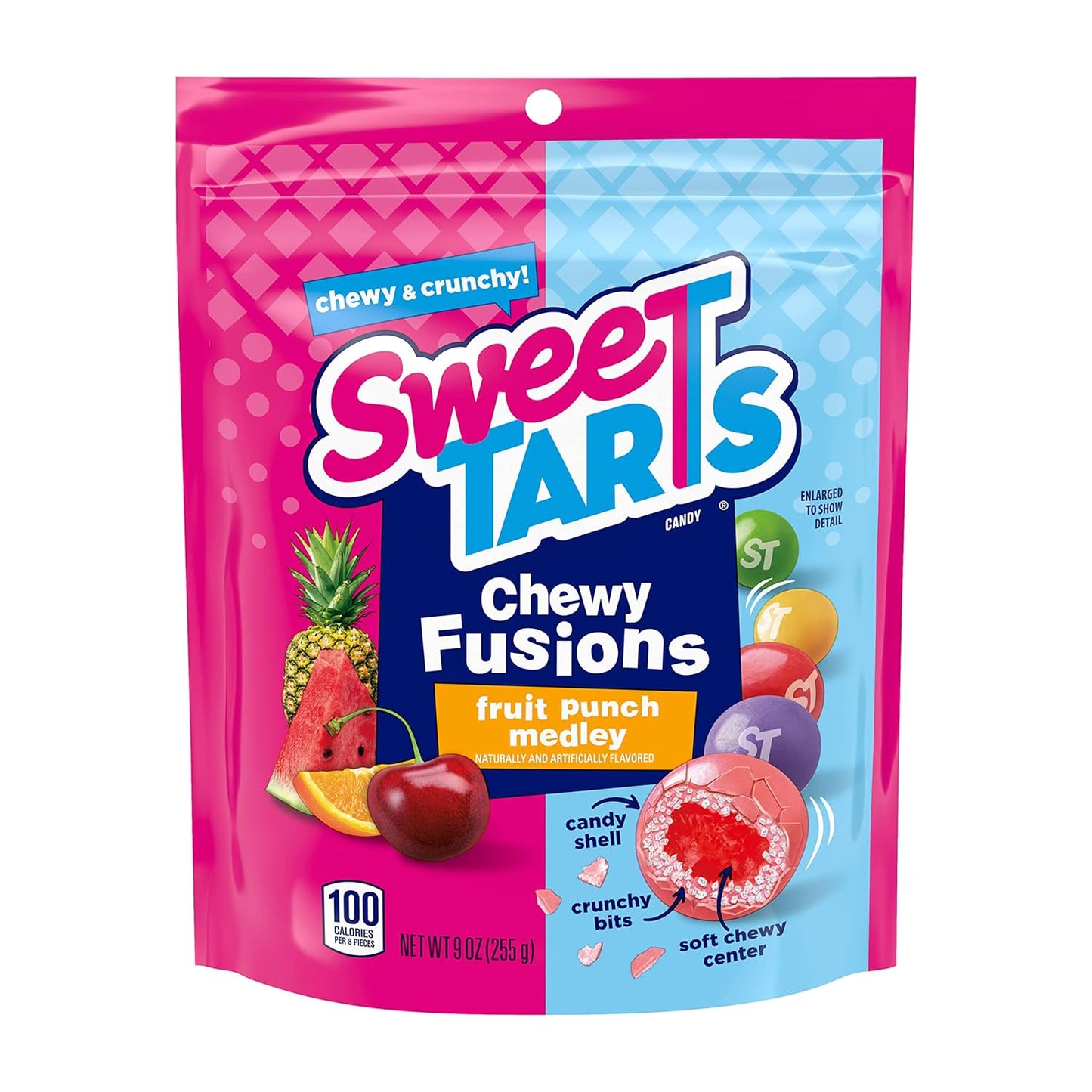 SweeTARTS Chewy Fusions Candy, Fruit Punch Medley, Sweet and Tart, 9 Ounce