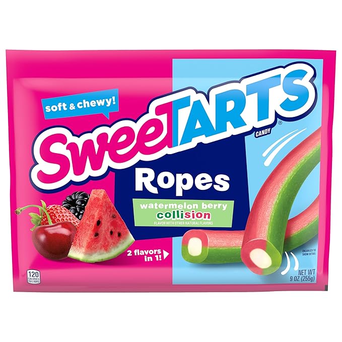 SweeTARTS Ropes, Candy, Watermelon Berry Collision, Soft and Chewy