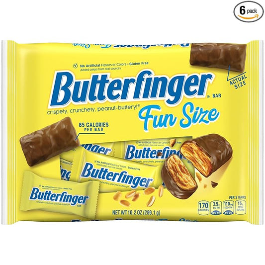 Butterfinger, Chocolatey, Peanut-Buttery, Fun Size Individually Wrapped Candy Bars, 10.2 oz