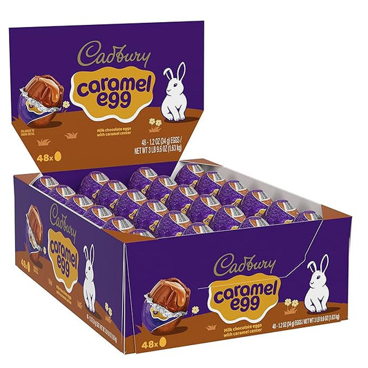 CADBURY Milk Chocolate with Caramel Center Eggs Candy, 48- 1.2 oz individually wrapped pack