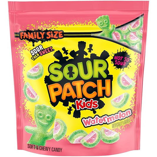 SOUR PATCH KIDS Watermelon Soft & Chewy Candy, Family Size, Bulk Candy, 1.8 lb